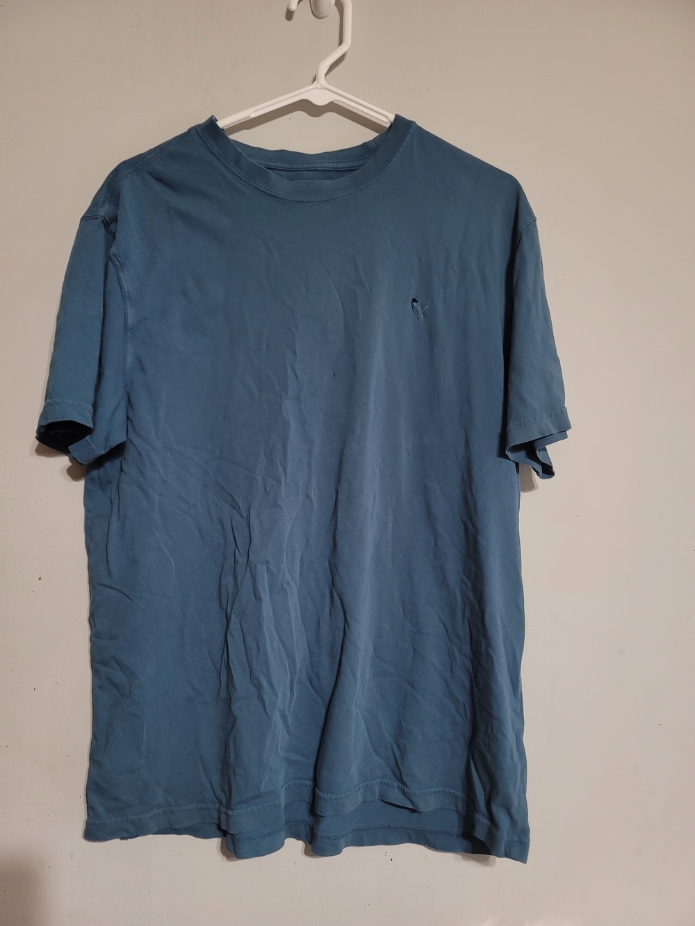 American Eagle Mens Super Soft Tee Sz L Cotton Crew Tshirt Shirt in Dusty Blue